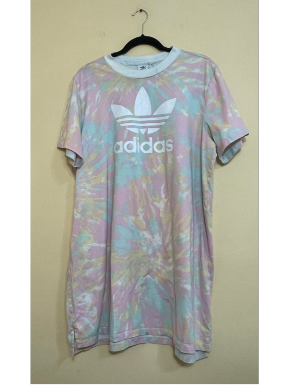 Adidas Originals Pastel Tie Dye Oversized Trefoil T-Shirt Dress Size XLarge